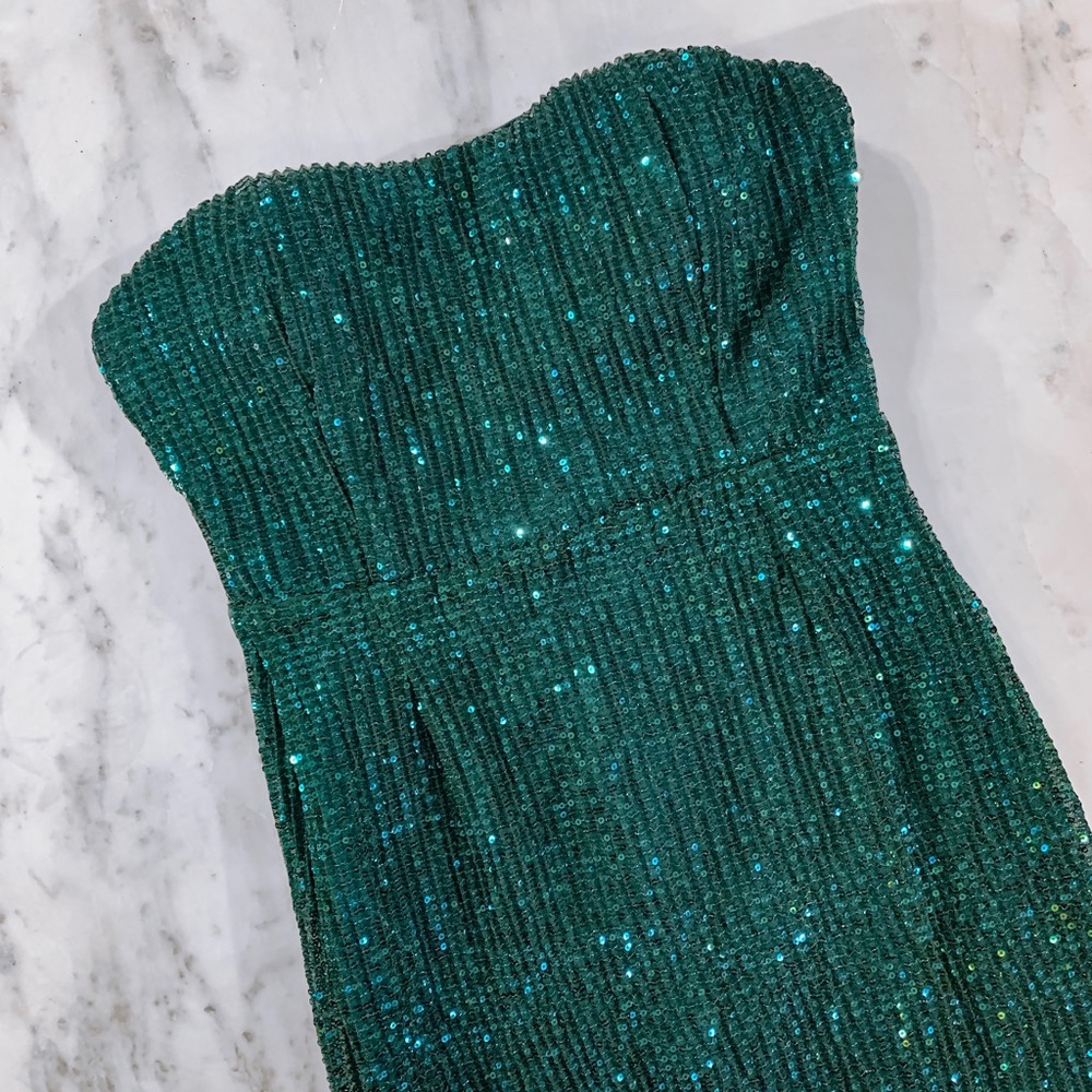Green Sequin Pageant Prom Homecoming Formal Dress - Picture 2 of 8